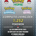 Pokemon Home BDSP Complete Living Dex Gen 1-4