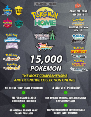 Pokemon Home Complete Living Dex Collection 15,000 Pokemon