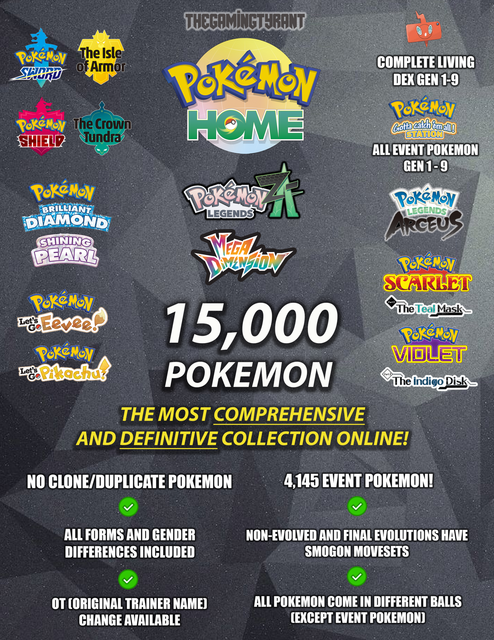 Pokemon Home Complete Living Dex Collection 15,000 Pokemon