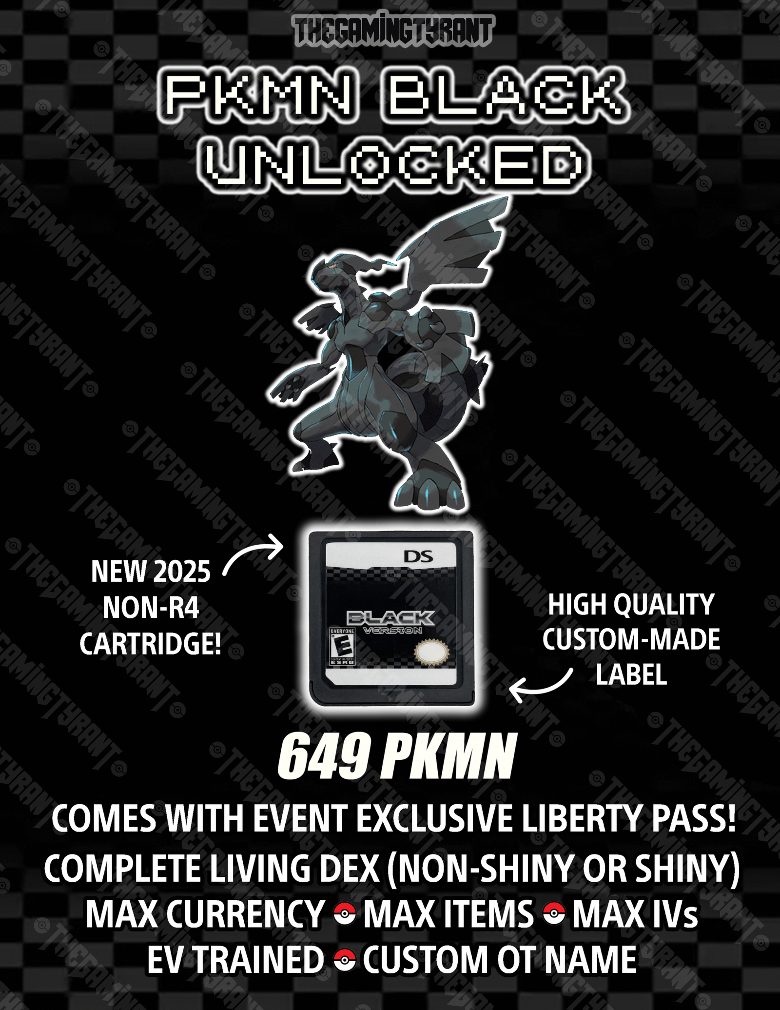 Pokemon Black - All 649 Authentic Pokemon, Max Items and Money