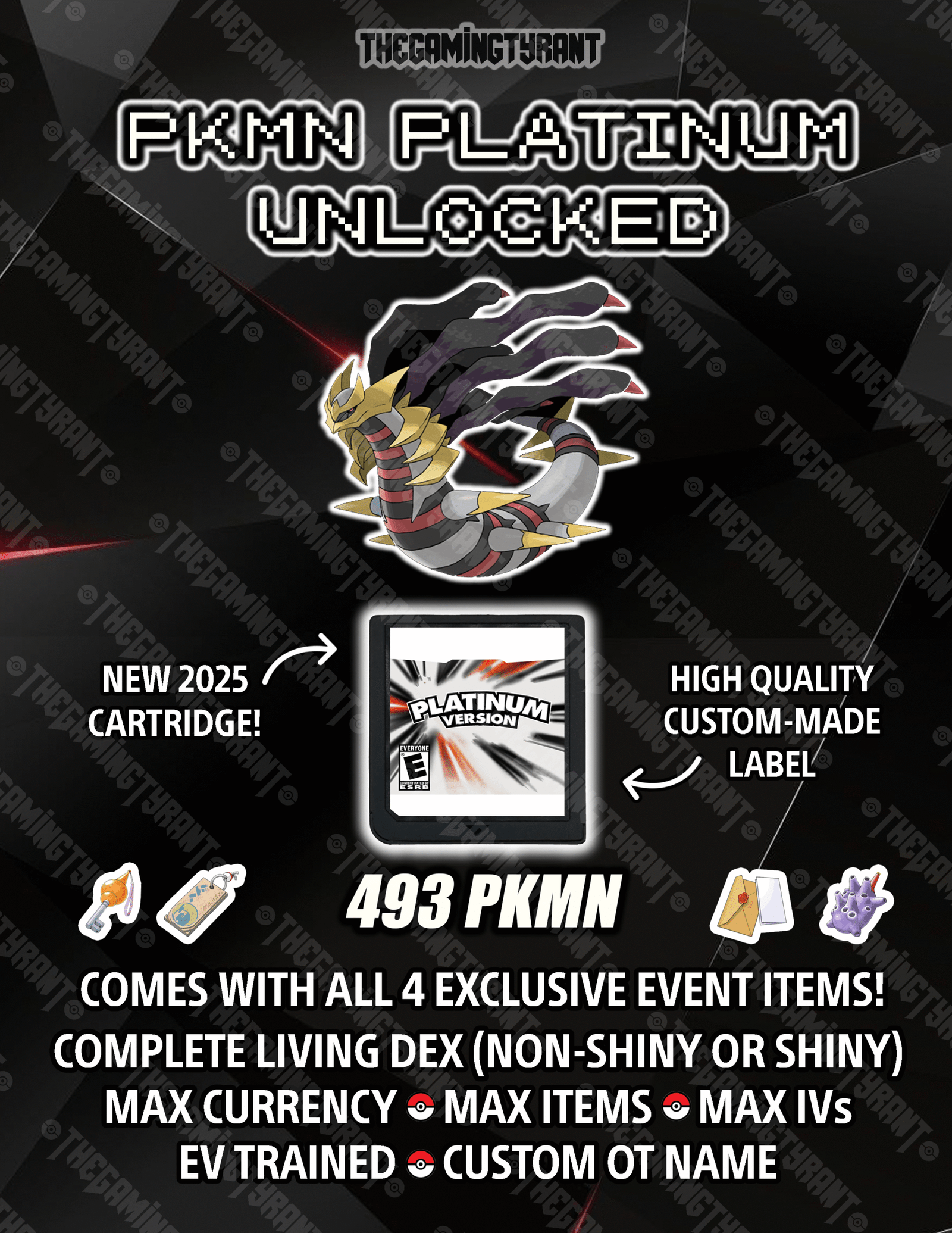 Pokemon Platinum- All 493 Authentic Pokemon, Max Items and Money