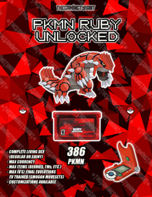 Pokemon Ruby- All 386 Authentic Pokemon, Max Items and Money