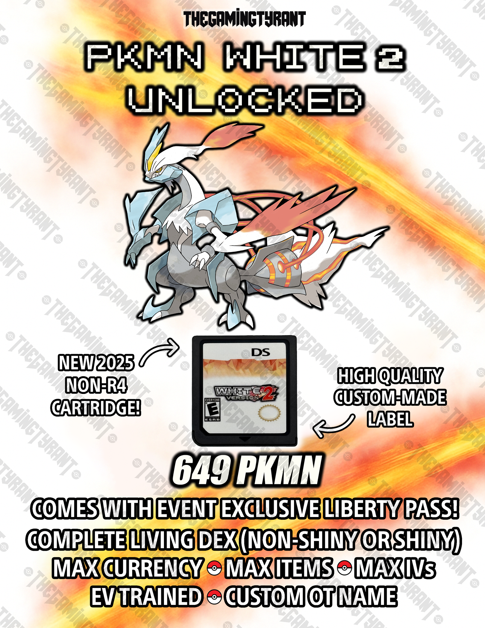 Pokemon White 2 - All 649 Authentic Pokemon, Max Items and Money