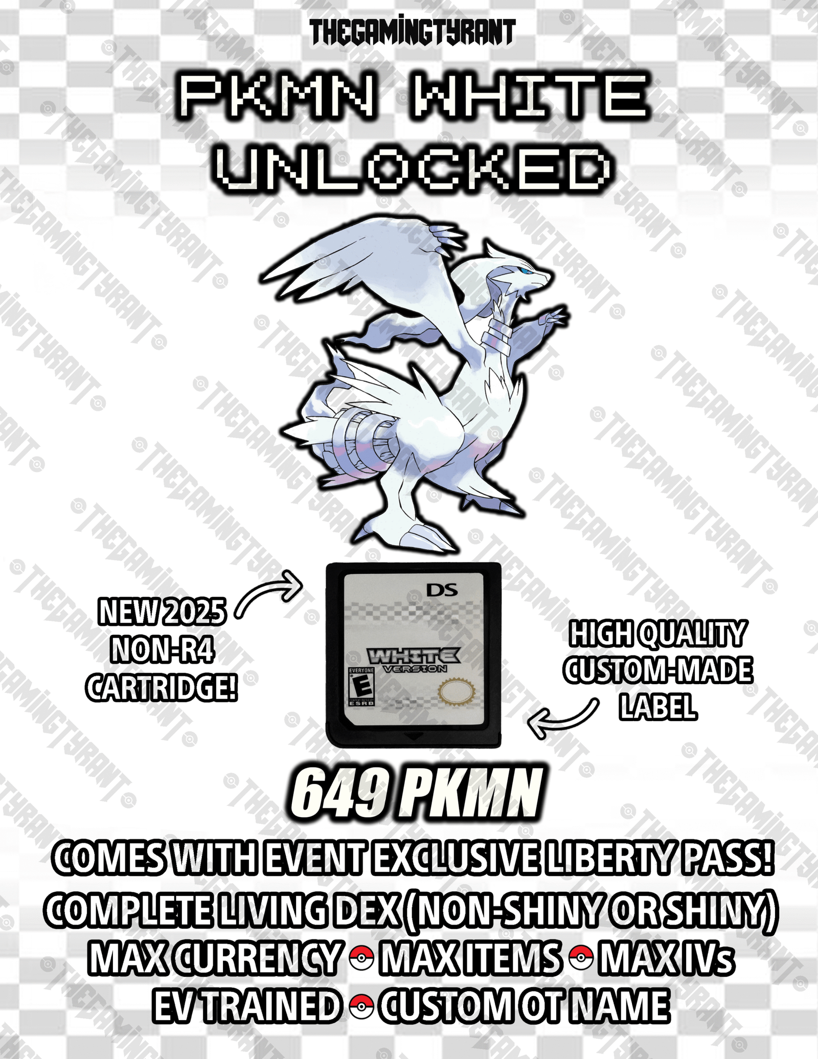 Pokemon White - All 649 Authentic Pokemon, Max Items and Money